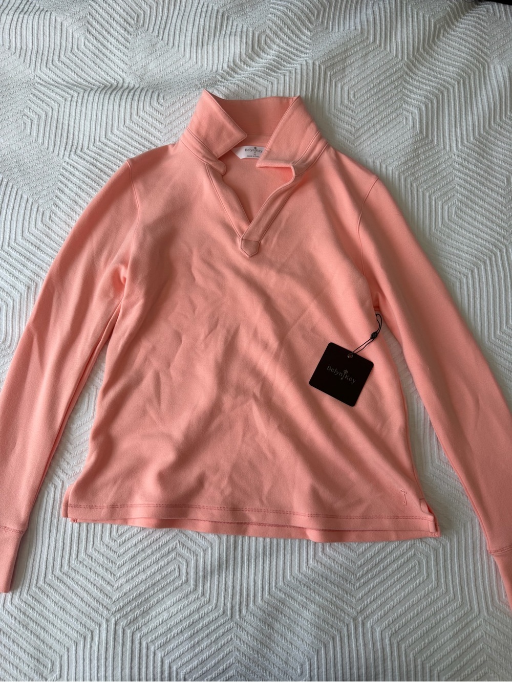 Belyn Key Coral Pink Collared Pullover Sweater